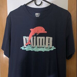 Puma x Pink Dolphin Men's XL Graphic T-Shirt Blue Limited Streetwear Collab